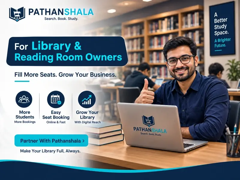 Illustration of Pathanshala connecting students with libraries across Indian cities